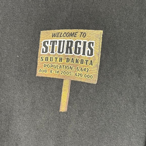 Sturgis Motorcycle Rally Graphic T-shirt Size XL Short Sleeve Black 2005 Vintage - Picture 4 of 9